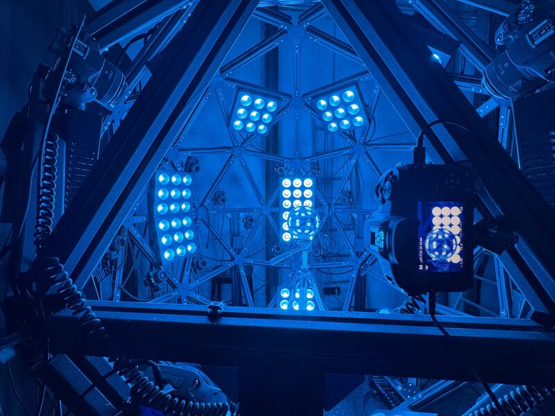 Interior view of the Metascan Light Cage with cameras and lighting